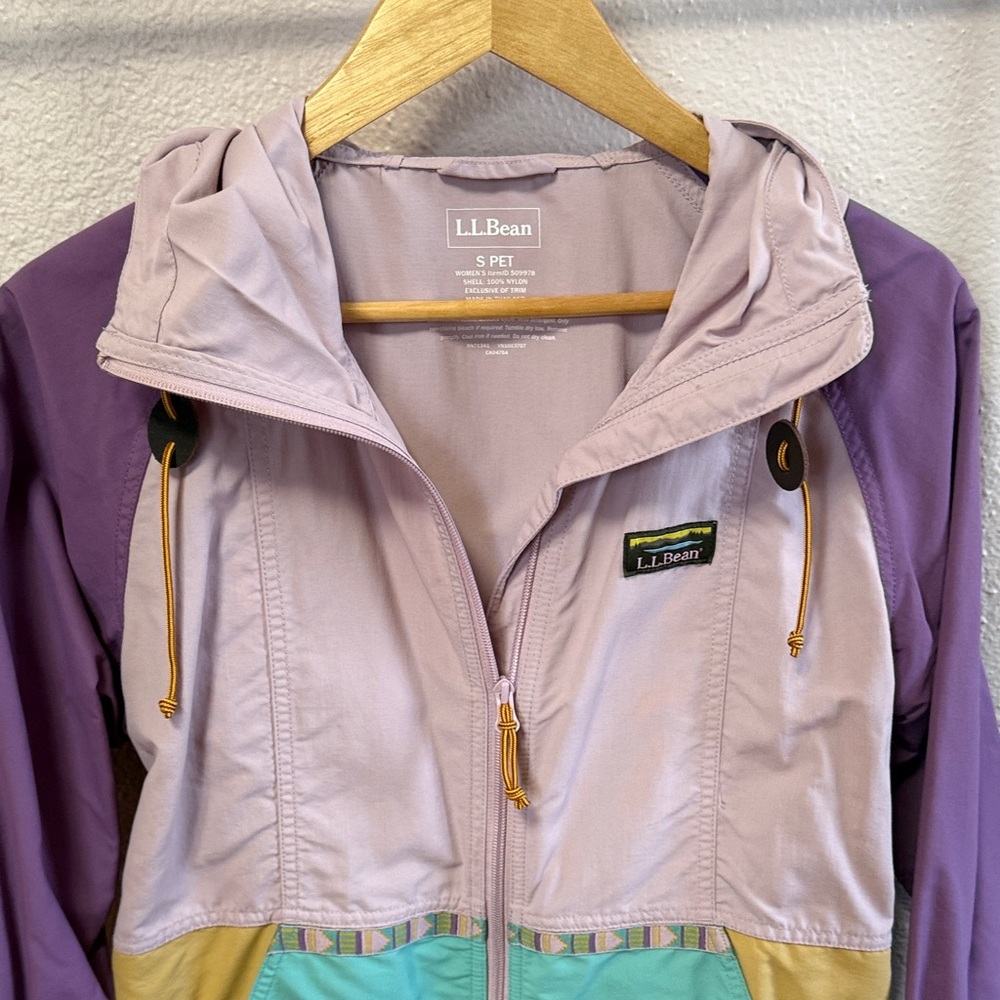 L.L. Bean Women’s Multicolor Raincoat - Purple, Pink, Khaki, and Aqua - Picture 4 of 4